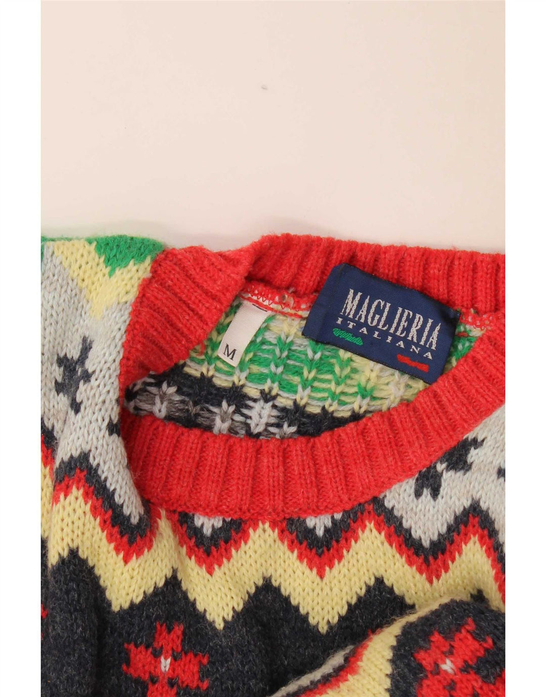 Maglione maglione girocollo da uomo vintage medio multicolore Fair Isle