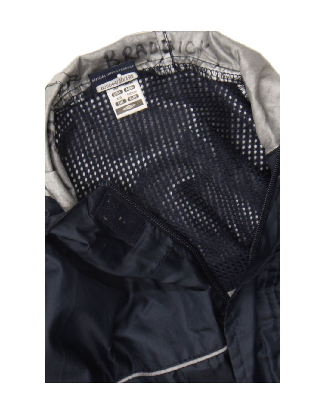 UMBRO Boys Hooded Rain Jacket 10-11 Years Medium  Navy Blue Polyester Vintage Umbro and Second-Hand Umbro from Messina Hembry 