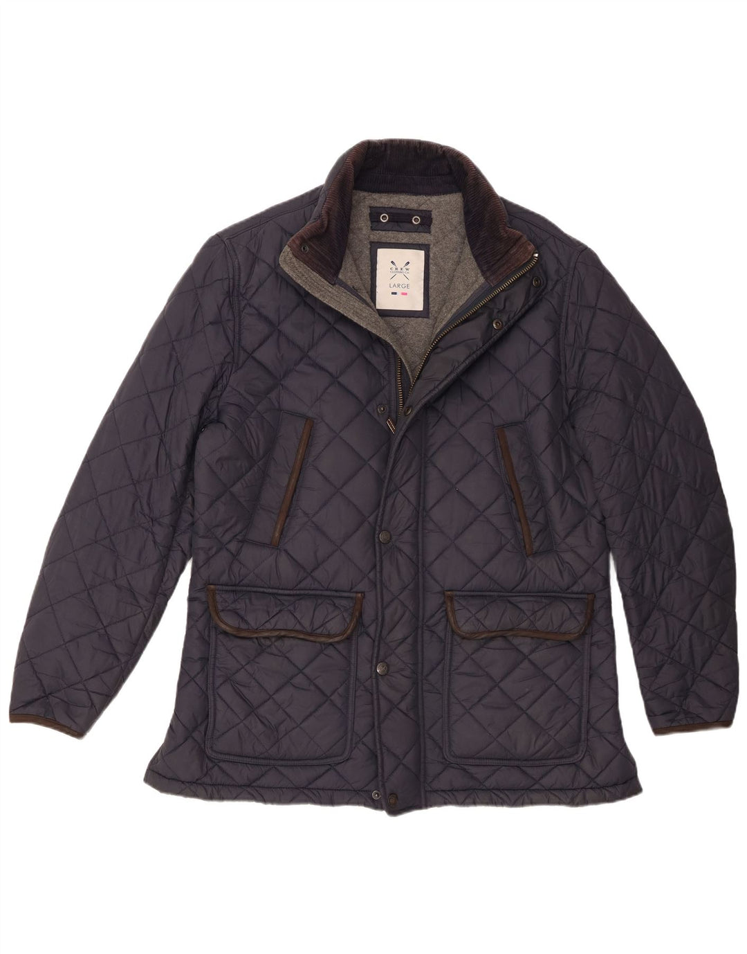 Crew Clothing Giacca trapuntata da uomo UK 40 Large in nylon blu navy