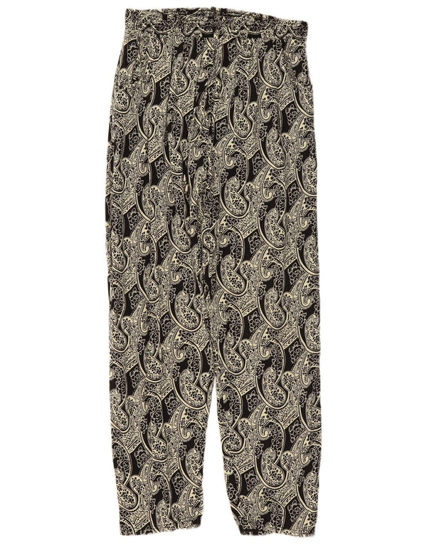 Pantaloni larghi da donna vintage a vita alta XL W36 L29 Beige Paisley
