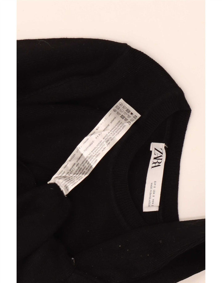 Top corto da donna Zara a maniche lunghe UK 8 piccolo in viscosa nera