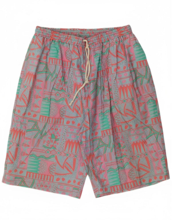 Pantaloncini chino vintage da uomo grandi W34 in cotone geometrico multicolore