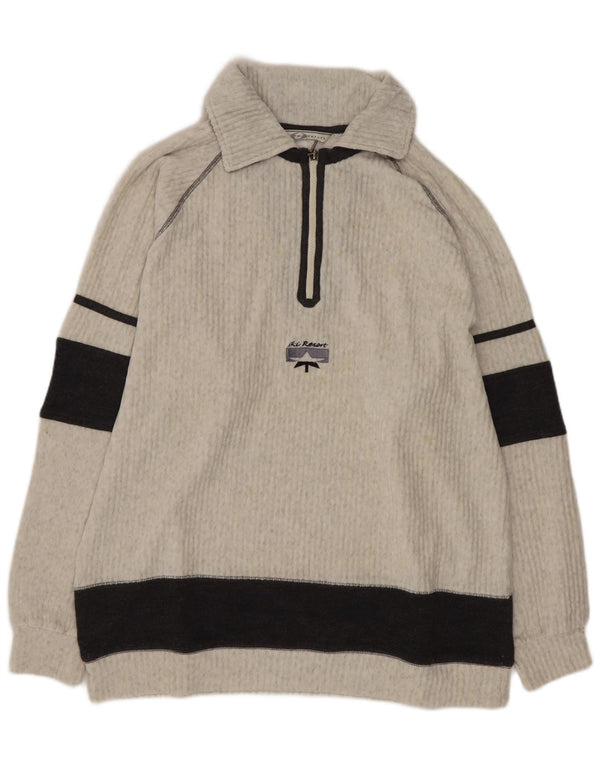 Maglione da uomo con collo alto Lotto, grande, in cotone color block grigio