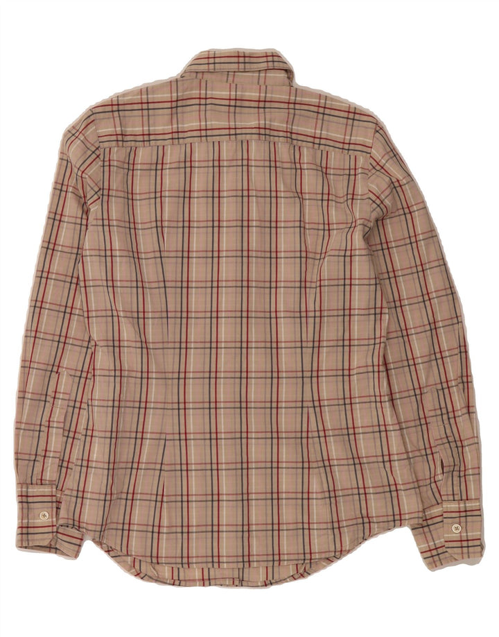BENETTON Womens Shirt UK 14 Medium Beige Check Cotton Vintage Benetton and Second-Hand Benetton from Messina Hembry 