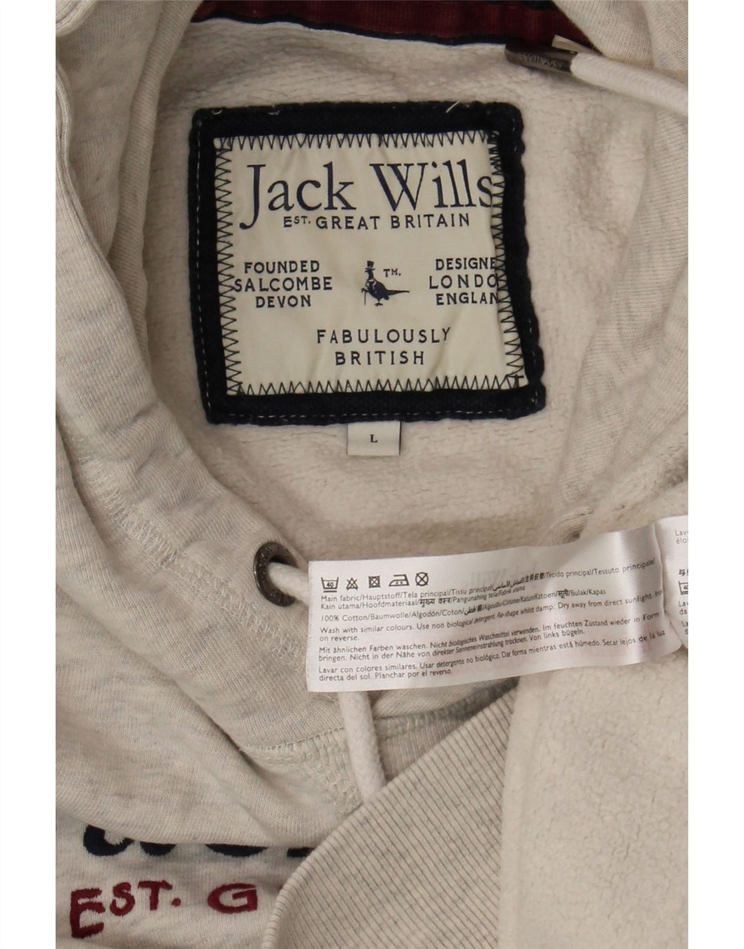 Maglione con cappuccio grafico da uomo Jack Wills, grande cotone chiazzato grigio