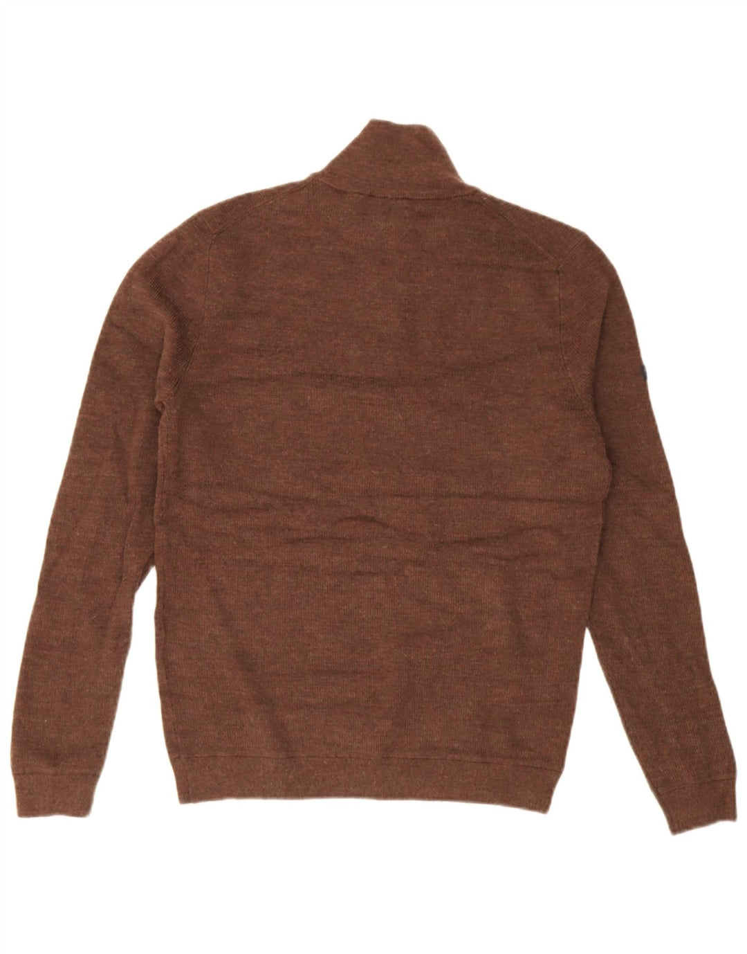 Maglione da uomo con zip e collo Superdry in lana merino marrone medio