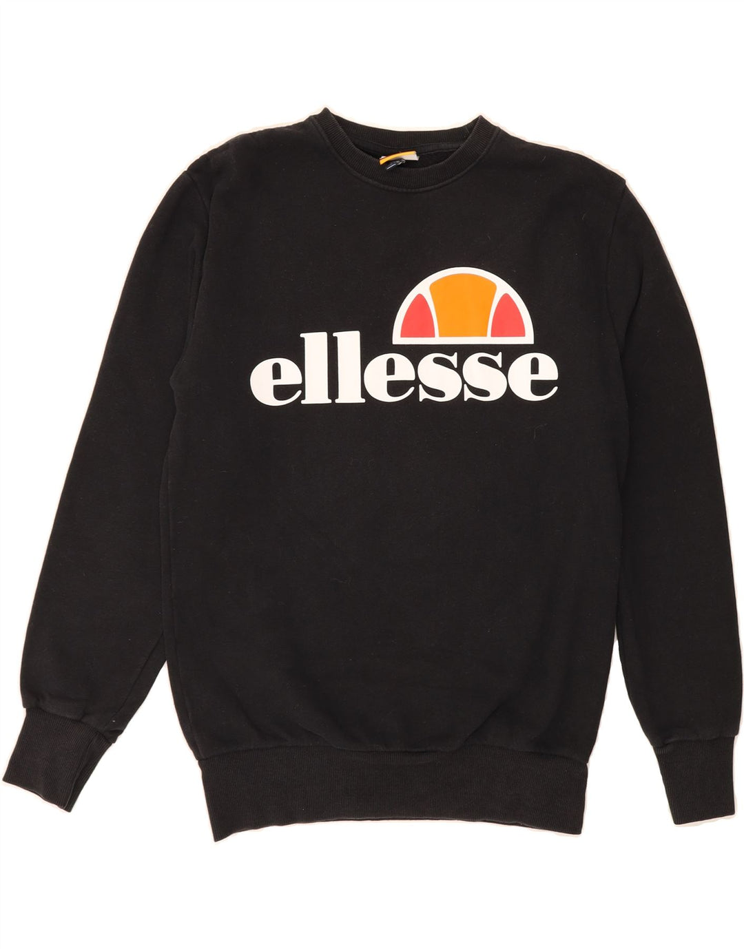 ELLESSE Womens Oversized Graphic Sweatshirt Jumper UK 10 Small Black Vintage Ellesse and Second-Hand Ellesse from Messina Hembry 