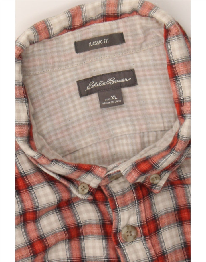 EDDIE BAUER Mens Classic Fit Flannel Shirt XL Red Check Cotton Vintage Eddie Bauer and Second-Hand Eddie Bauer from Messina Hembry 