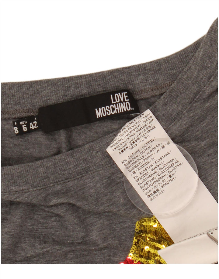 T-shirt grafica da donna MOSCHINO Top IT 42 Cotone screziato grigio medio