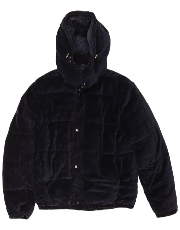 Giacca imbottita con cappuccio da uomo Zara UK 40 grande poliestere blu navy