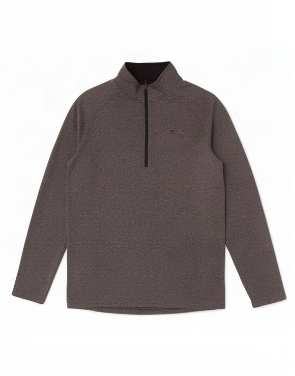 Under Armour Uomo Heat Gear Zip Collo Pullover Tuta Top Piccolo Grigio