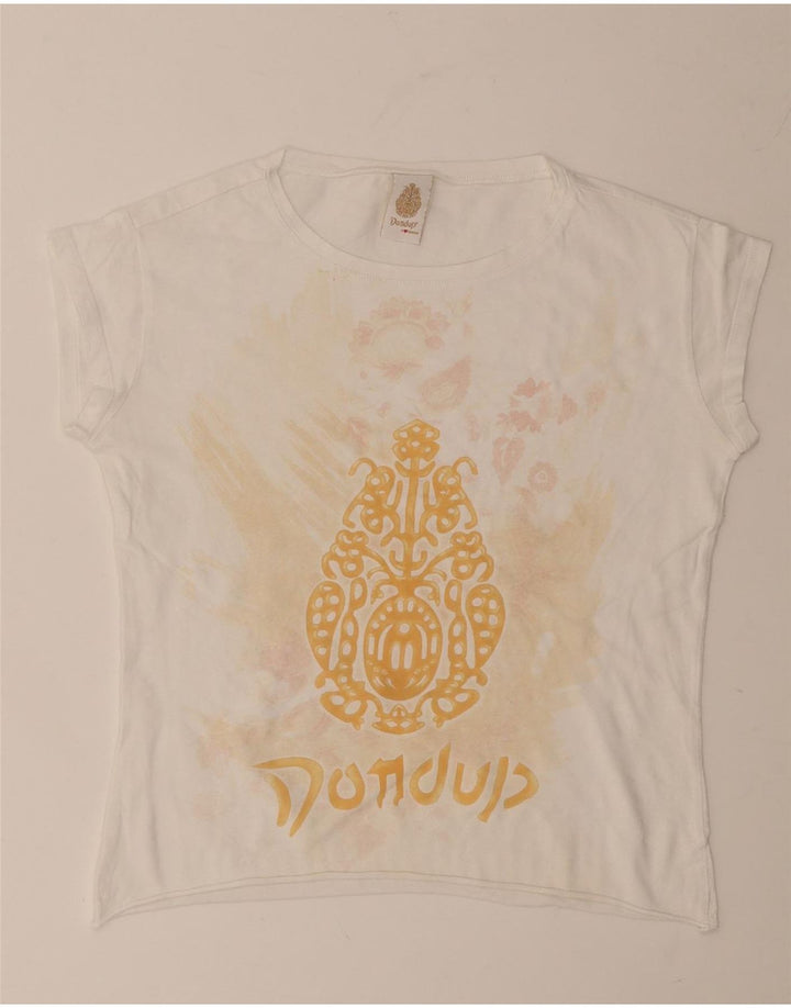 Dondup T-shirt grafica corta da donna Top UK 12 Medium White