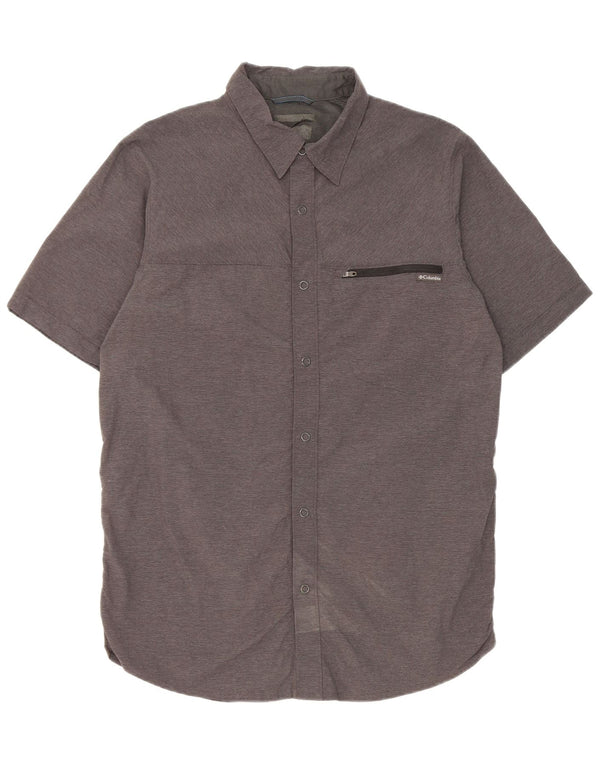 Camicia a maniche corte da uomo Columbia in nylon grigio medio