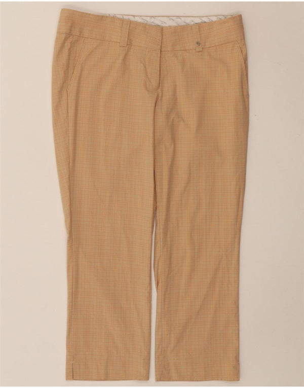 Pantaloni Capri da donna Calvin Klein US 12 Large W32 L22 Cotone a quadri beige