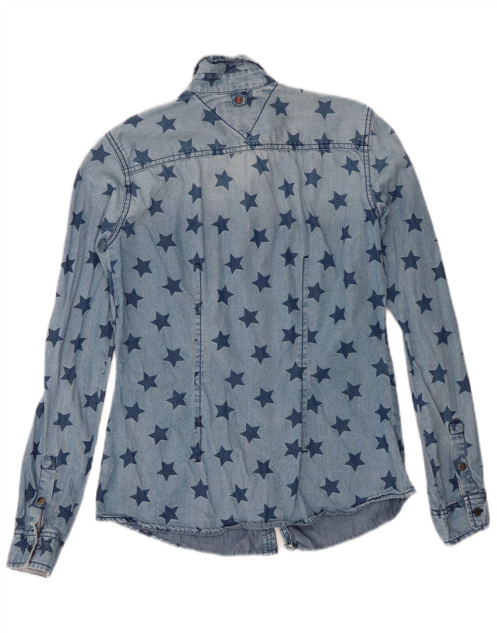 Camicia in denim con motivo astratto da donna Tommy Hilfiger UK 6 XS Blu