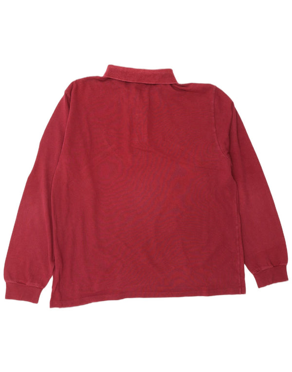 Polo da uomo a maniche lunghe Lacoste taglia 6 XL in cotone bordeaux