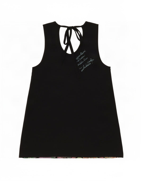 Desigual Donna Camicetta Top UK 18 XL Nero Floreale