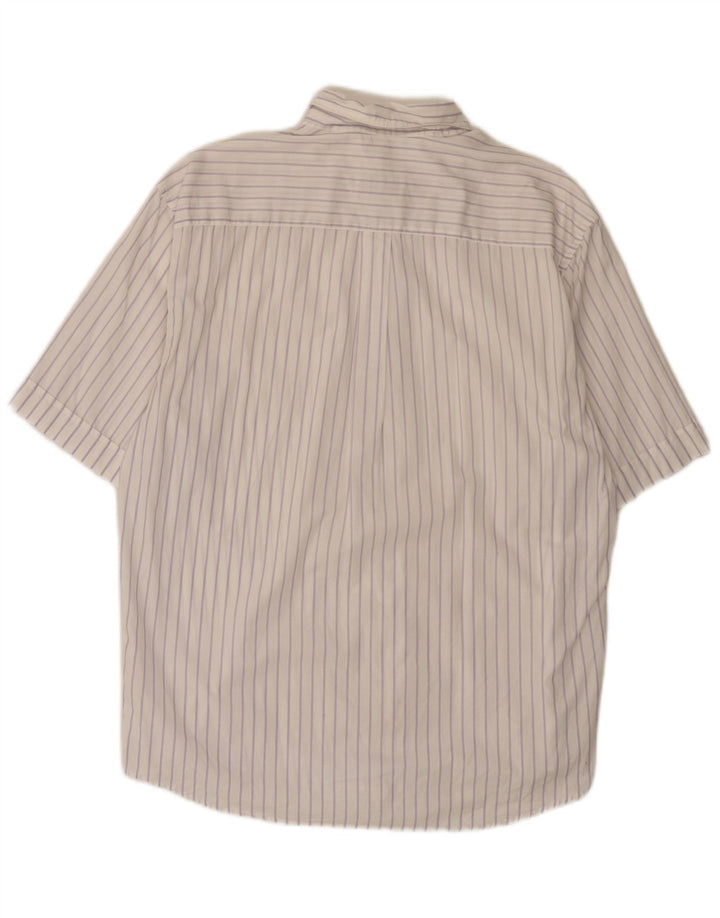 Camicia Valentino Uomo Manica Corta Cotone Rigato Medio Bianco