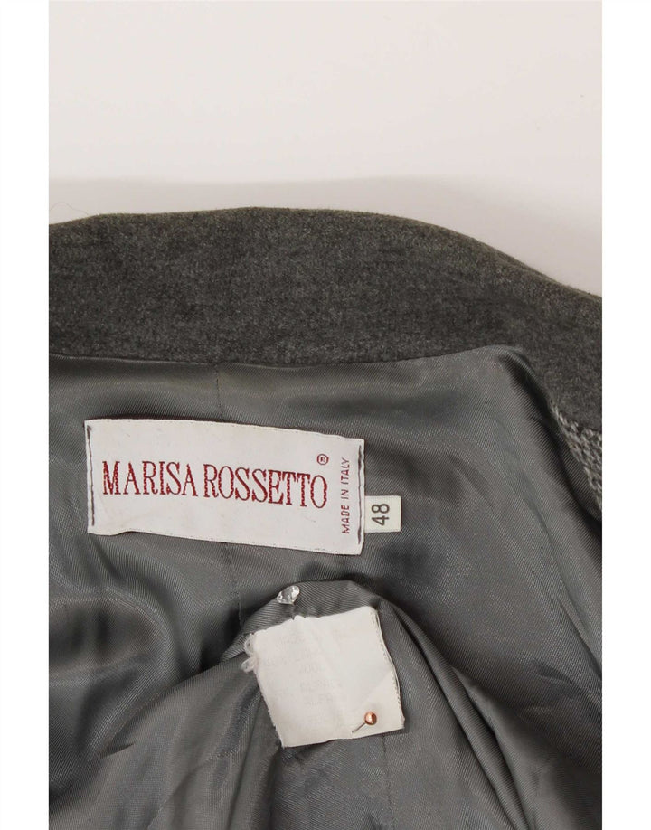 Giacca blazer vintage da donna a 3 bottoni IT 48 XL Lana a spina di pesce grigia