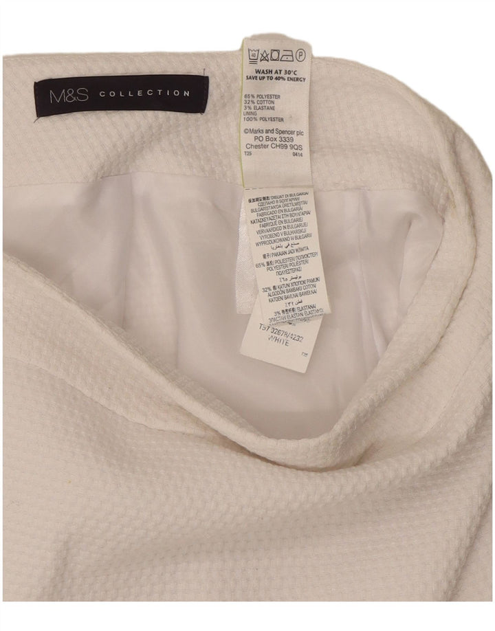 Gonna a tubino da donna Marks & Spencer UK 10 piccola W30 poliestere bianco