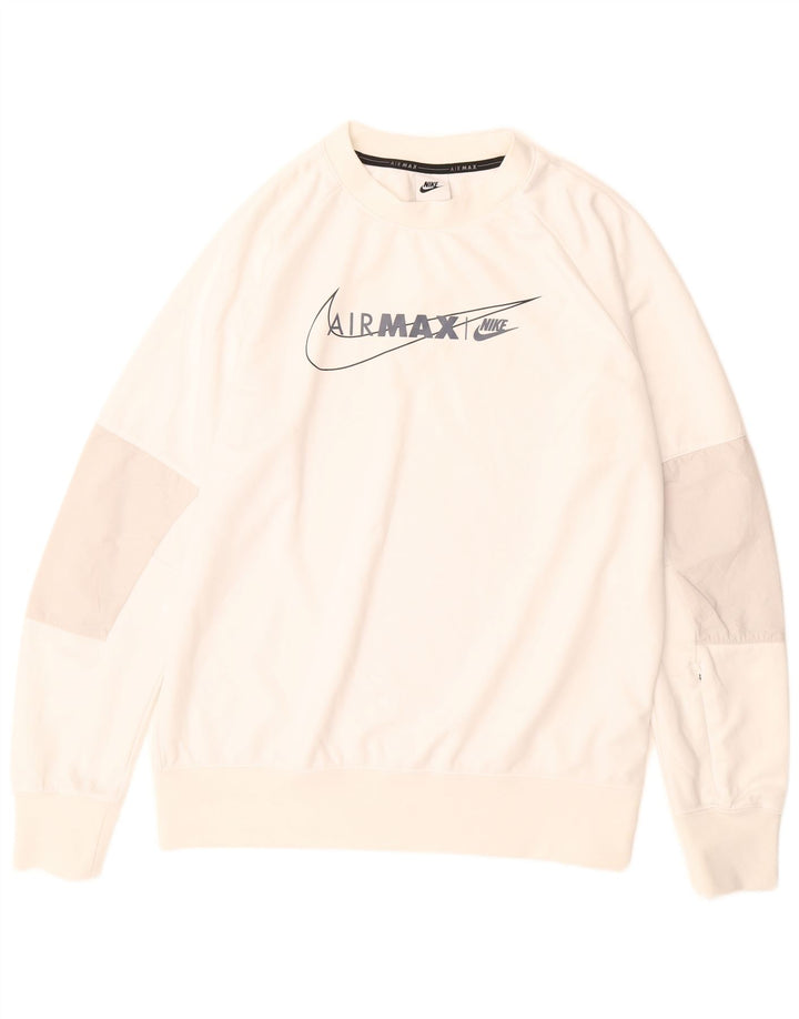 Felpa grafica da uomo NIKE Air Max, maglione medio, poliestere bianco