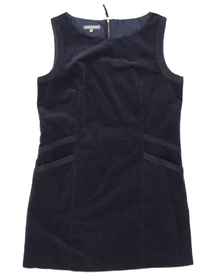 LAURA ASHLEY Abito tubino in velluto a coste da donna UK 16 Large Blu Navy