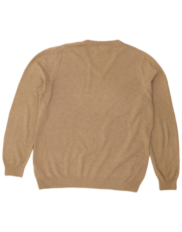 Maglione da uomo con scollo a V Marks & Spencer grande in cotone beige