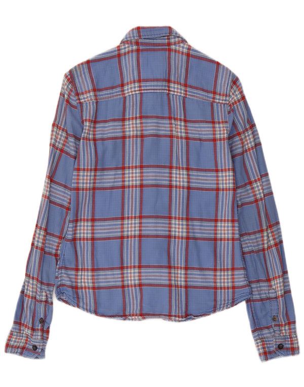 Camicia di flanella da donna HOLLISTER UK 10 piccolo cotone a quadri blu