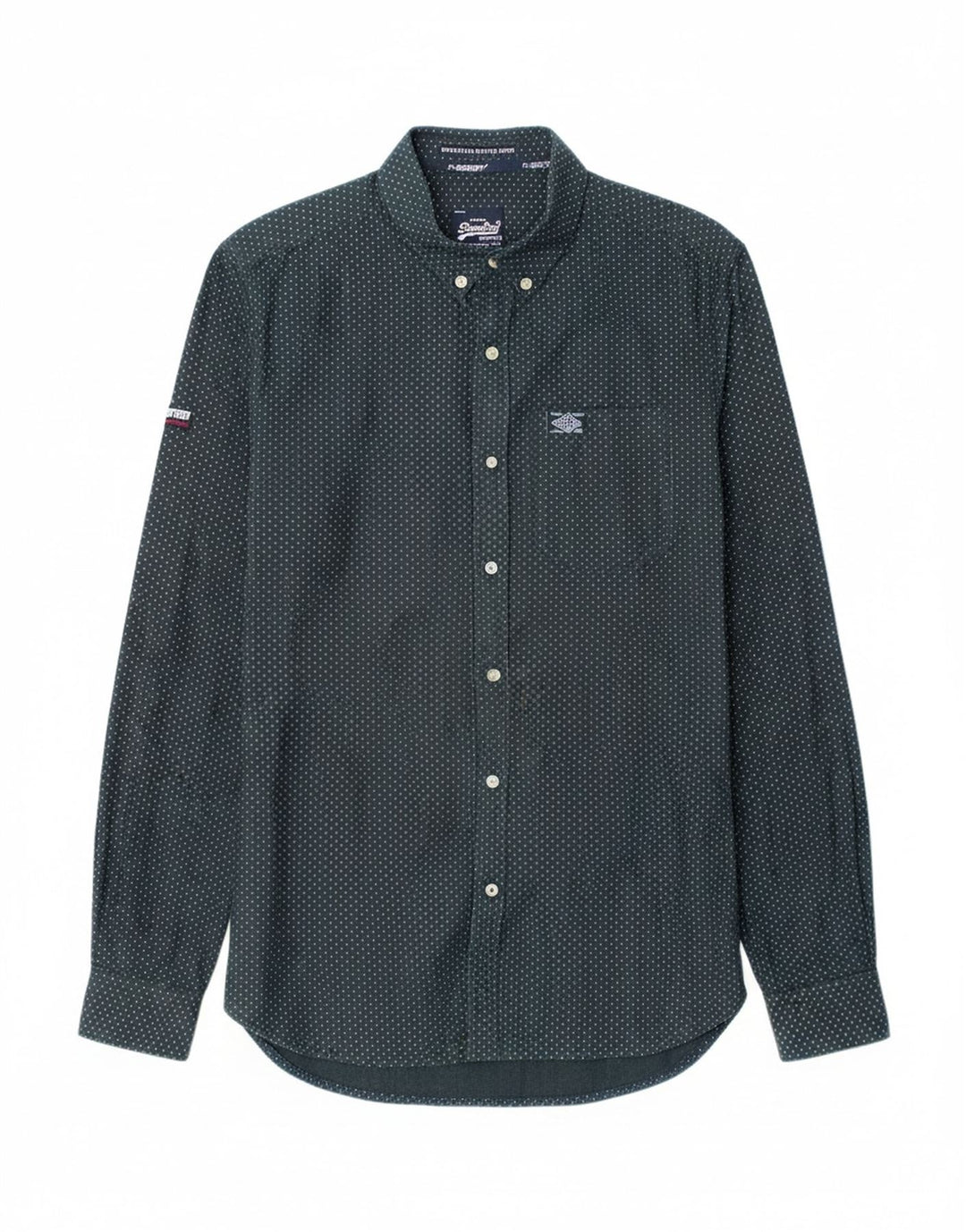 SUPERDRY Mens Shirt Small Navy Blue Spotted Cotton