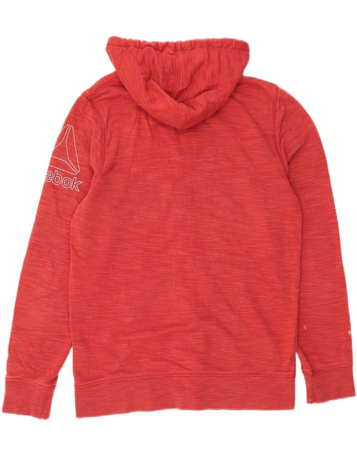 Maglione con cappuccio e zip grafica da uomo Reebok in cotone rosso medio