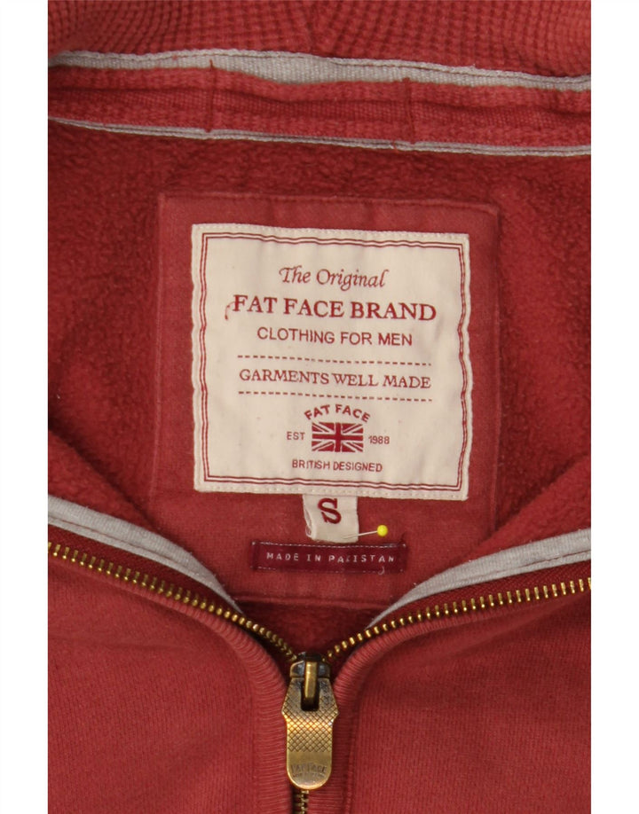 FAT FACE Maglione con cappuccio e zip da uomo piccolo bordeaux