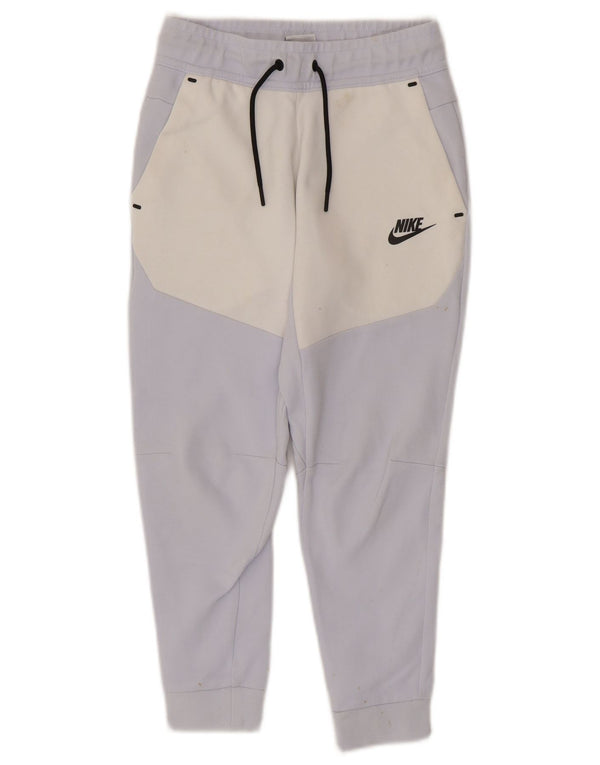 Nike Boys Tracksuit Trousers Joggers 8-9 Years Small Blue Colourblock