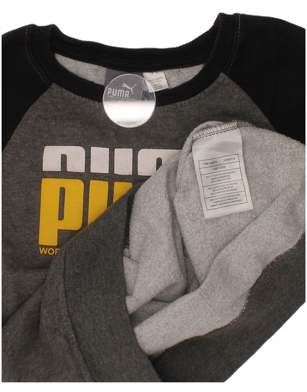 Felpa grafica da ragazzo Puma 5-6 anni in cotone grigio