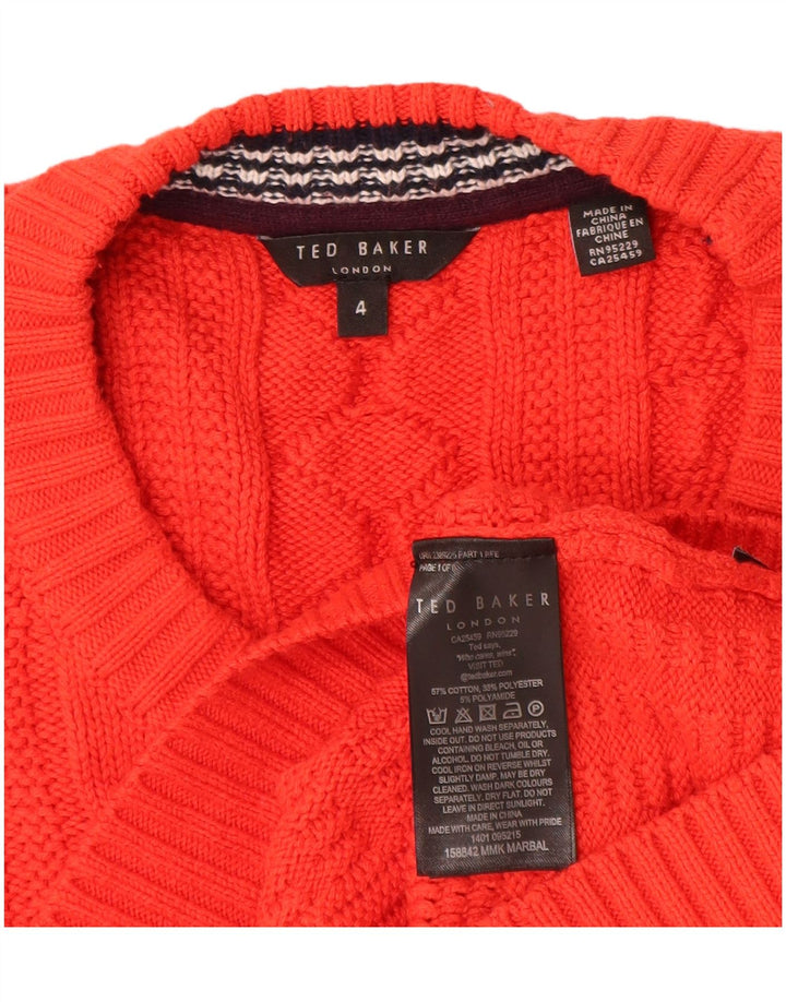 Maglione maglione girocollo da uomo Ted Baker taglia 4 grande cotone rosso