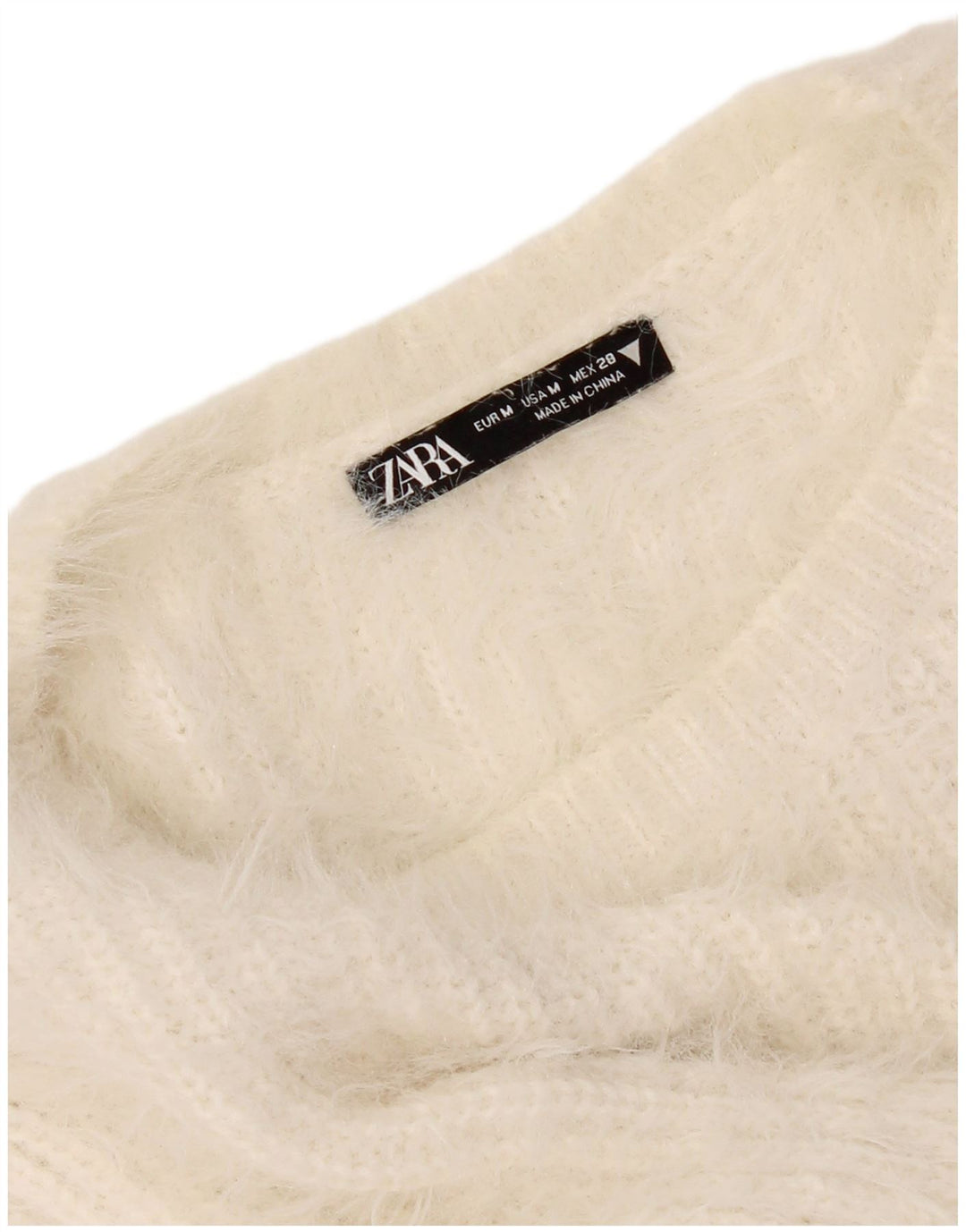 Maglione corto girocollo da donna Zara UK 12 medio bianco sporco