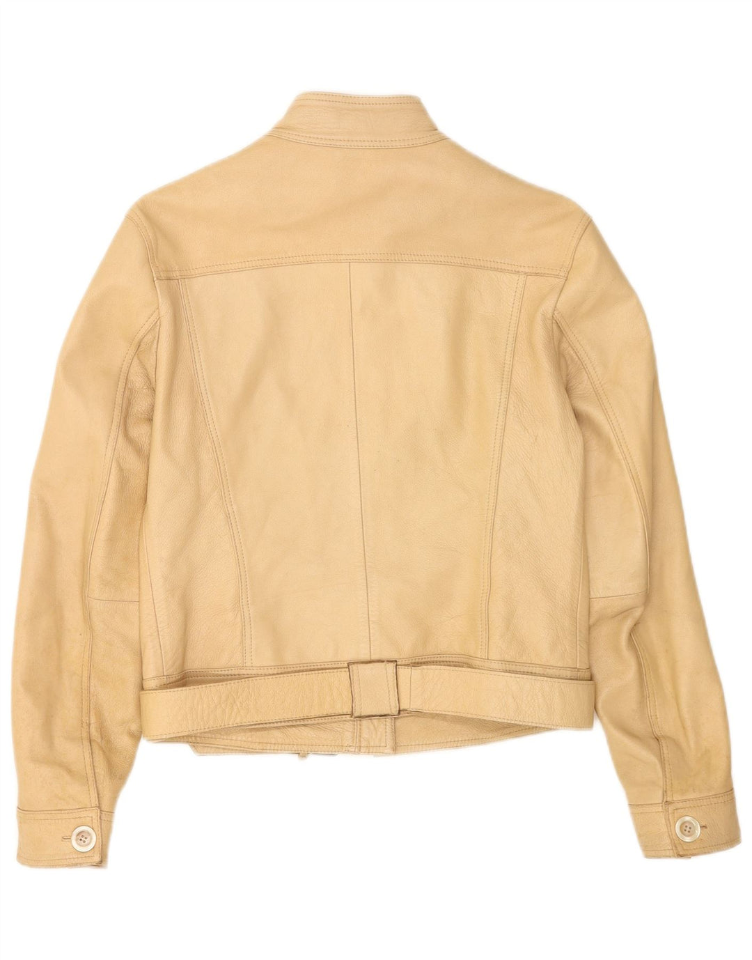 Giacca in pelle corta da donna vintage IT 44 Pelle beige media