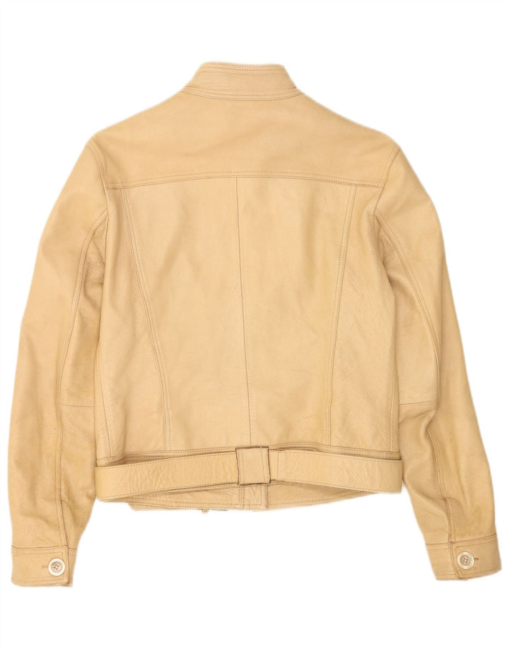 Giacca in pelle corta da donna vintage IT 44 Pelle beige media