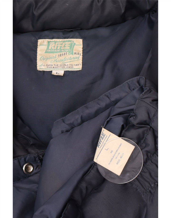 Giacca imbottita da uomo Rifle UK 40 Large Blu Navy Colorblock Poliammide