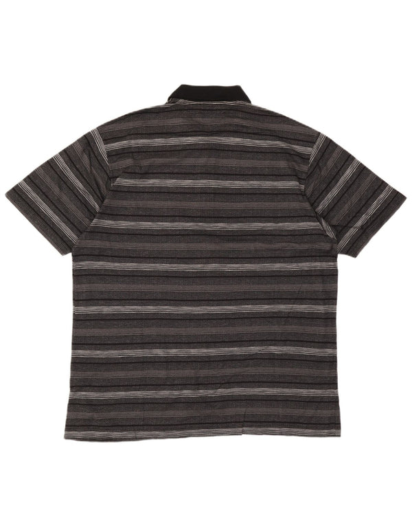 Polo vintage da uomo in cotone a righe grandi grigie