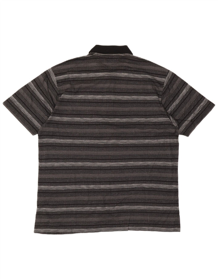 Polo vintage da uomo in cotone a righe grandi grigie