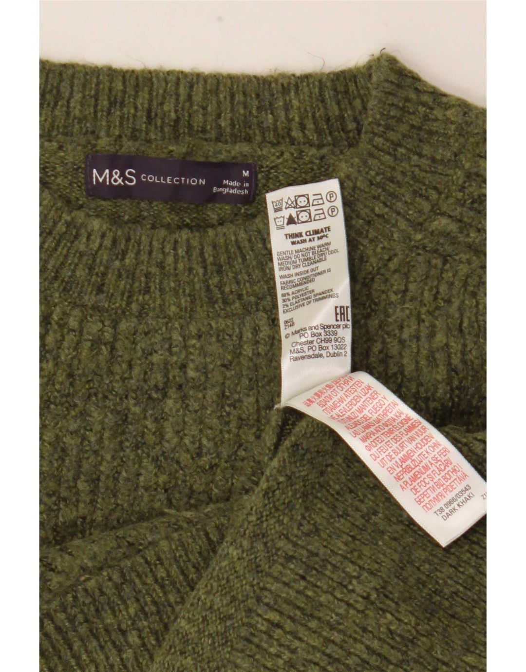 Maglione maglione girocollo da donna Marks & Spencer UK 14 verde medio screziato