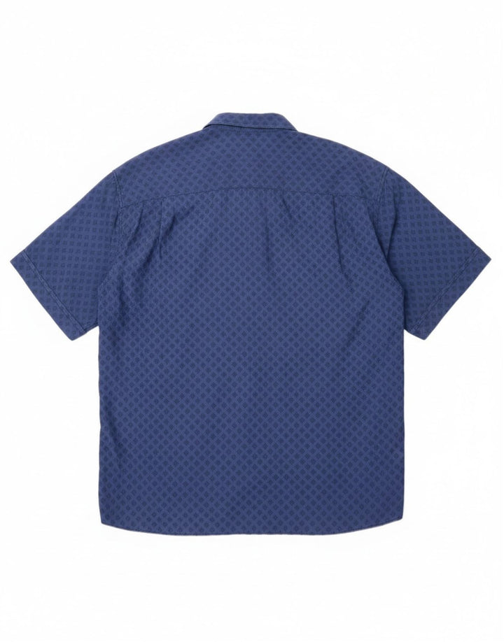 Camicia a maniche corte da uomo Raybest XL in viscosa geometrica blu navy