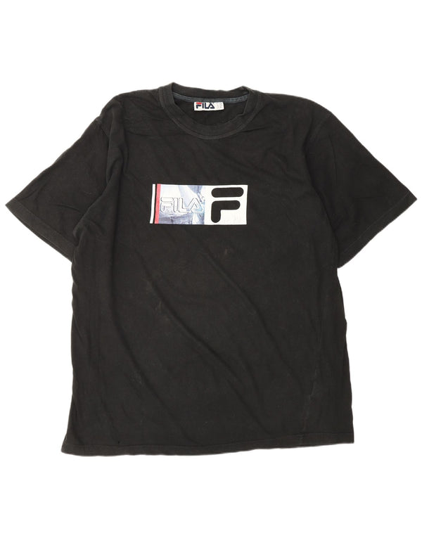 T-shirt grafica da uomo FILA Top XL in cotone nero