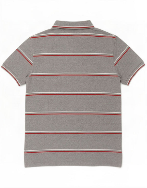 Slam Mens Polo Shirt Medium Grey Striped Cotton
