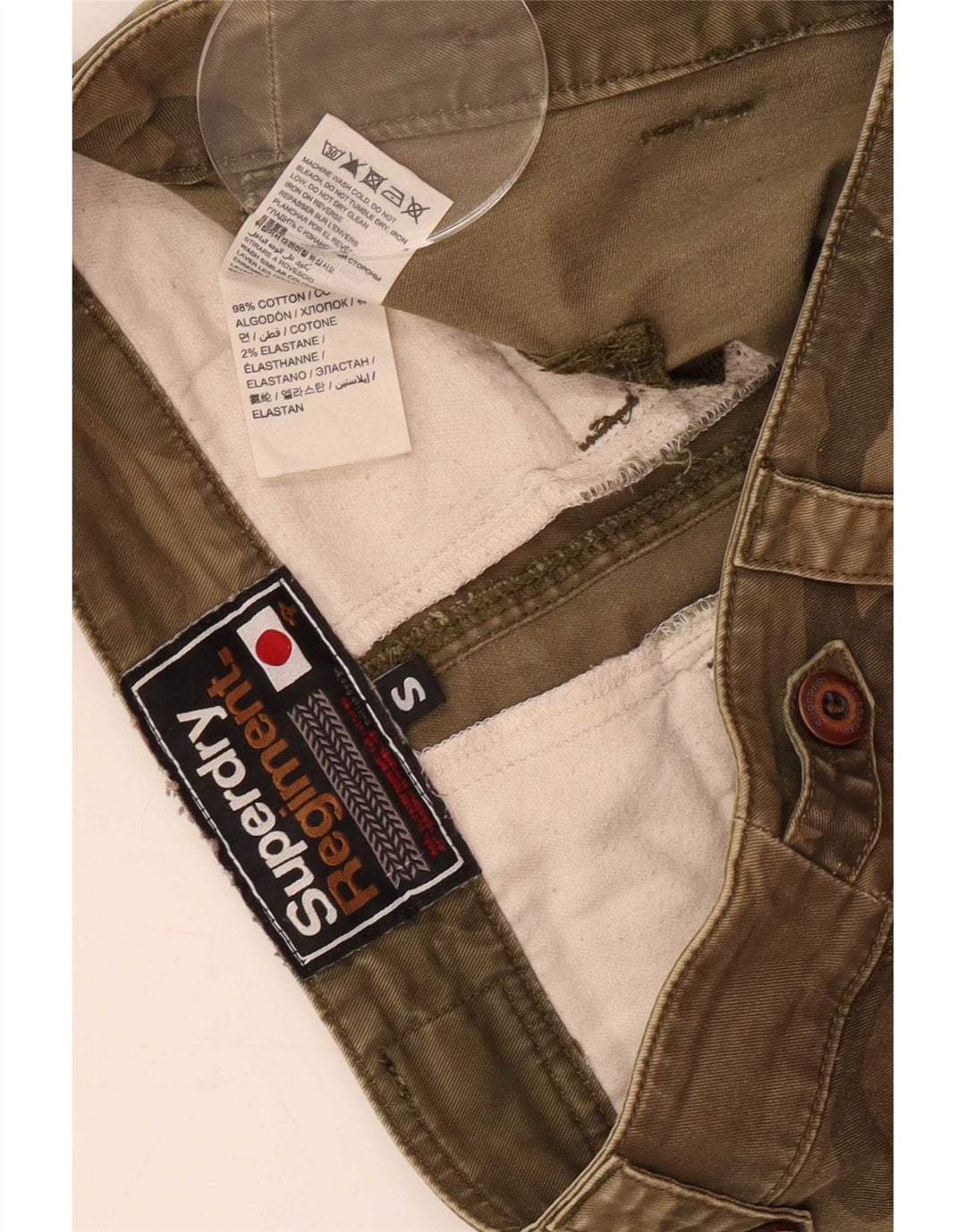 Pantaloncini cargo da donna Superdry Small W30 cotone mimetico verde