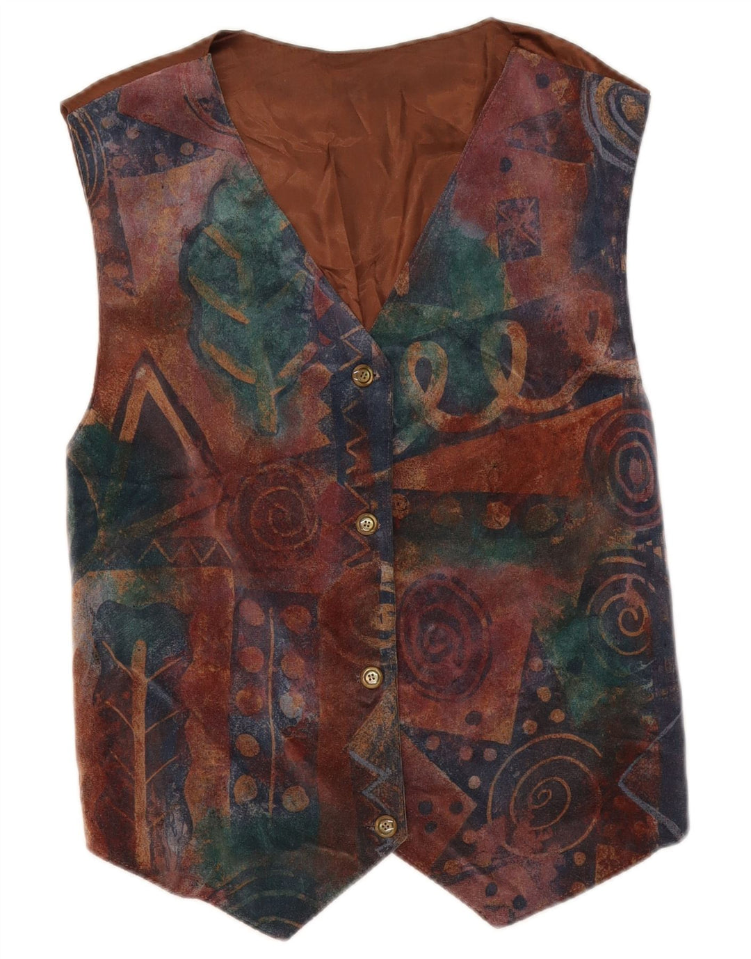 Gilet vintage da donna UK 14 marrone medio