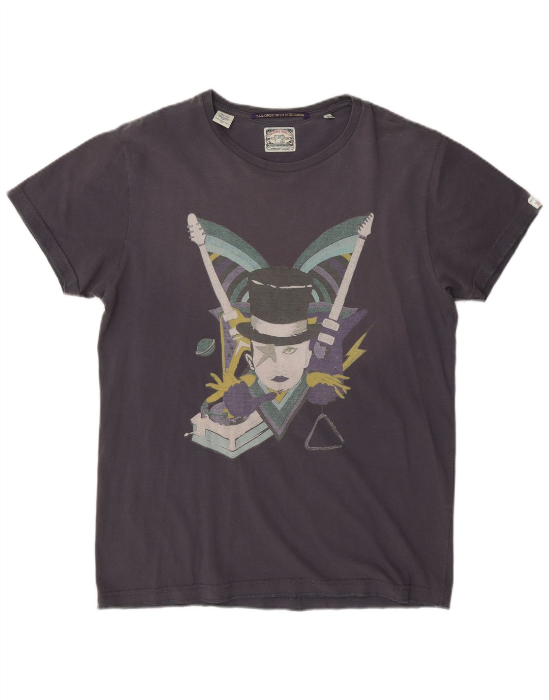 T-shirt grafica da uomo Scotch & Soda Top in cotone blu navy medio