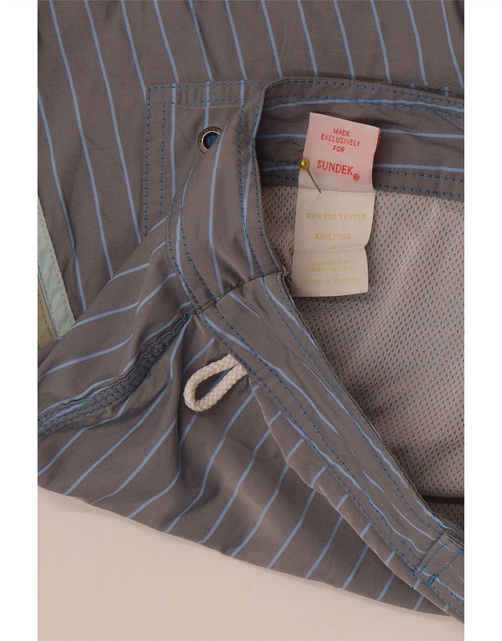 Pantaloncini da bagno da uomo Sundek grandi in poliestere gessato grigio