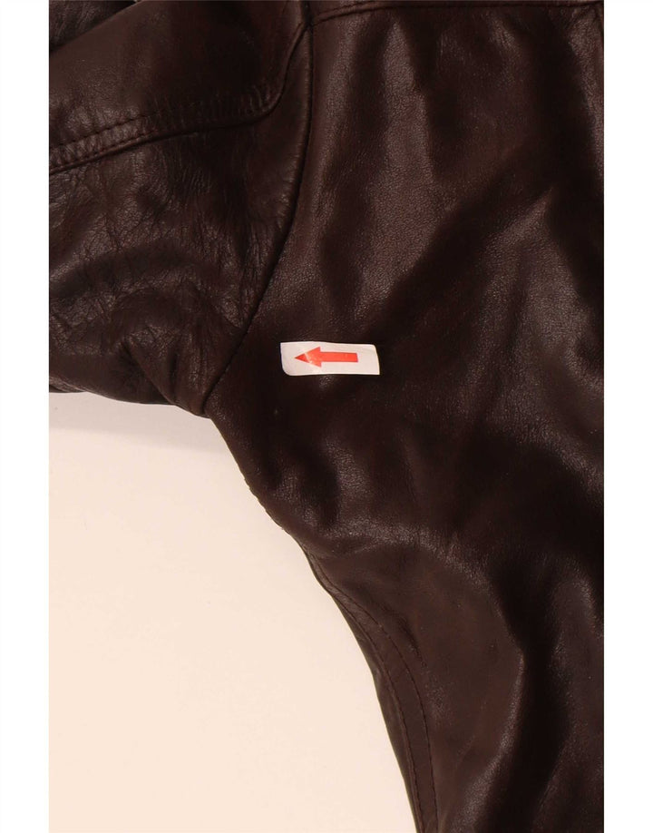Giacca in pelle vintage da uomo IT 48 in pelle marrone medio