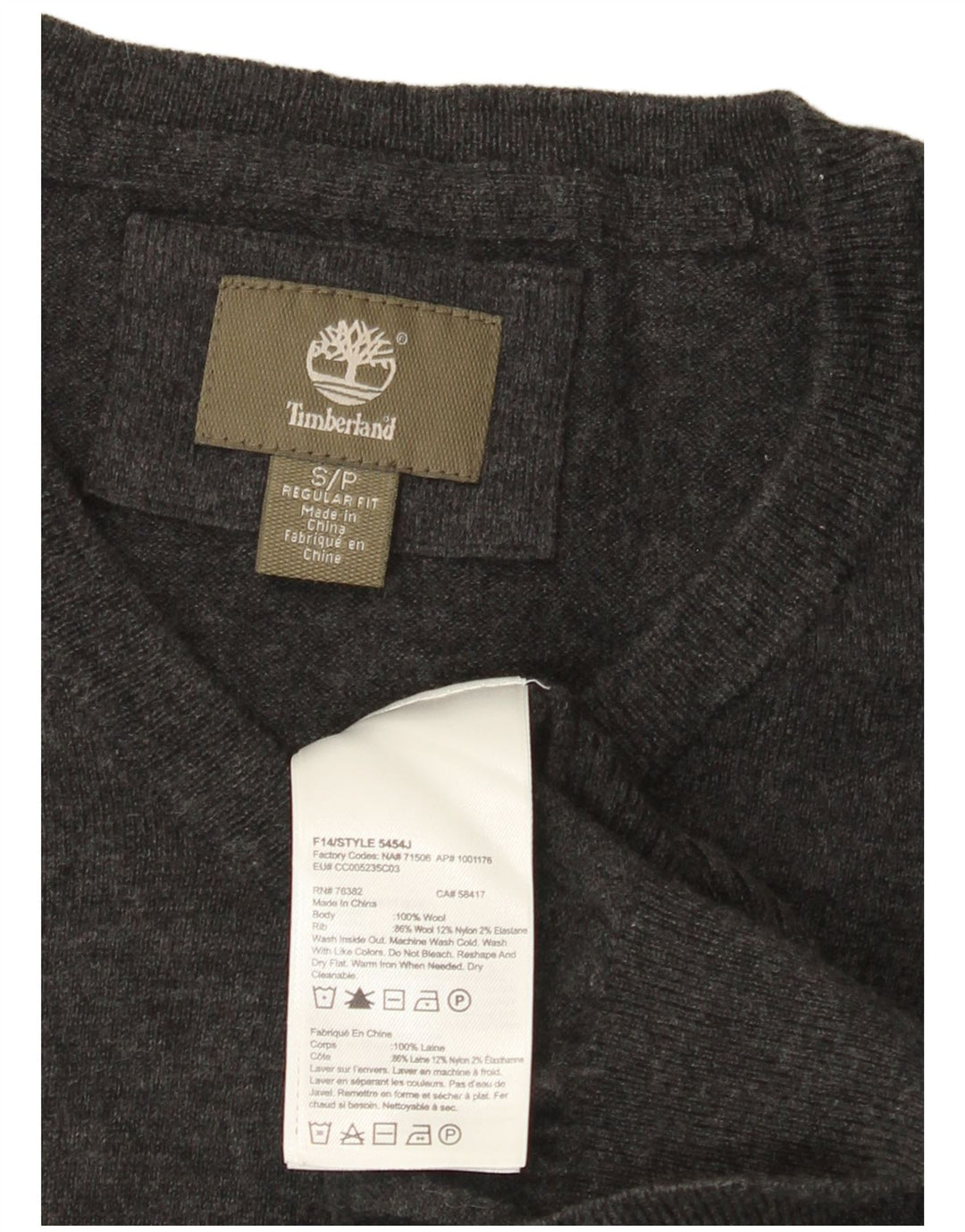 Timberland Maglione da uomo con scollo a V vestibilità regolare, piccolo in lana screziata grigia